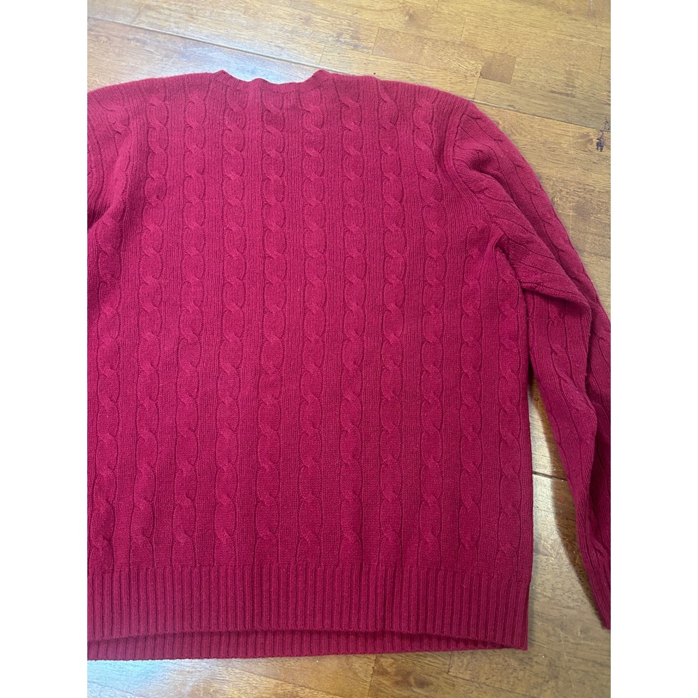 Polo Ralph Lauren Sweater Mens XL Red Cable Knit Crewneck Italian Yarn - Picture 11 of 11
